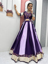 Trendy Purple Cotton Ribbon Work Lehenga Choli For Navratri